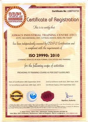 ISO 29990:2010 certificate